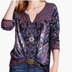 Lucky Brand 3/4 sleeve paisley blouse Sz Large